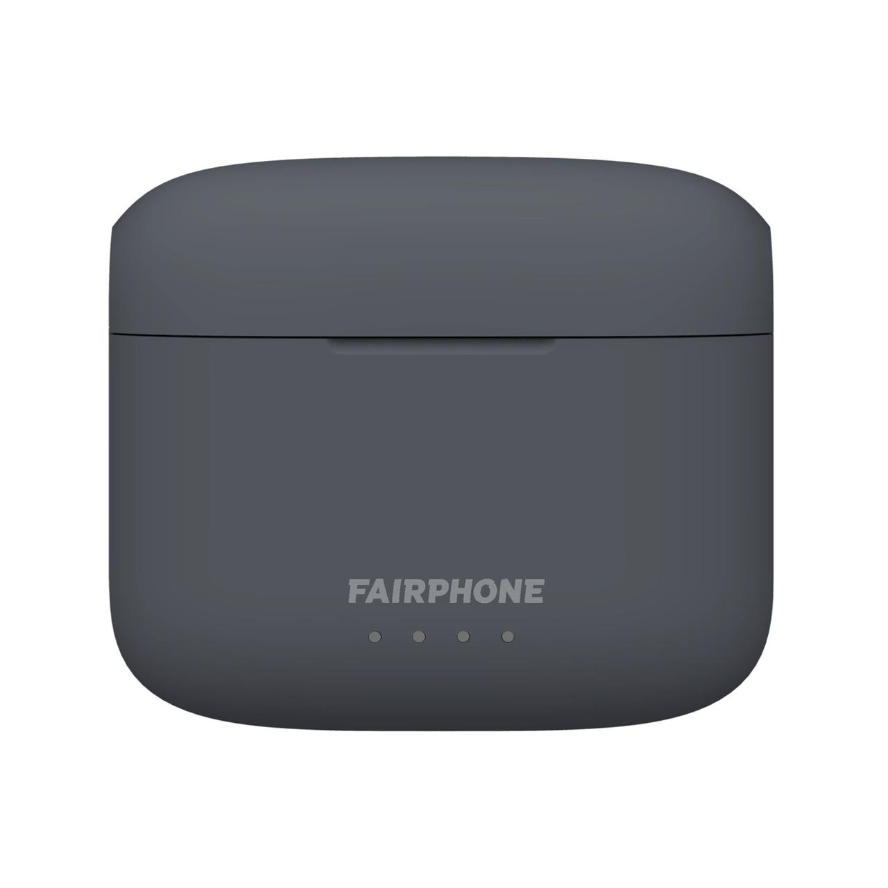 Ladebox für die fairen Earbuds (grau), geschlossen, Fronansicht, Wireless-Headset