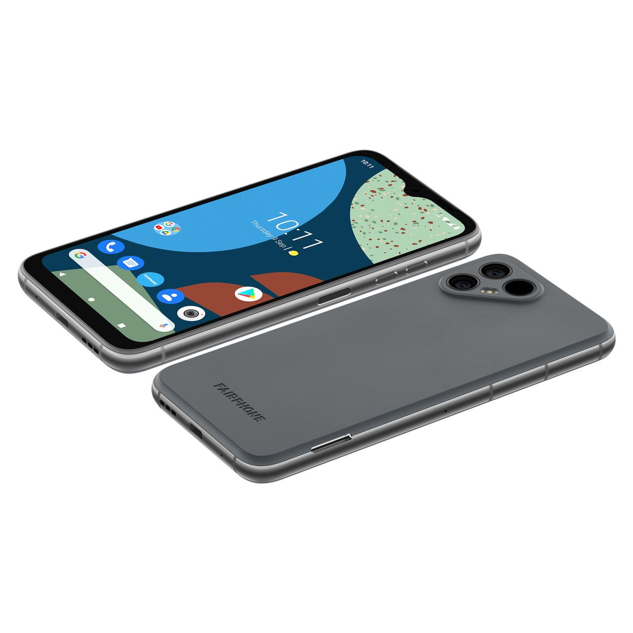 das nachhaltigste Smartphone auf dem Markt FP 4 in grau Rücken und Display