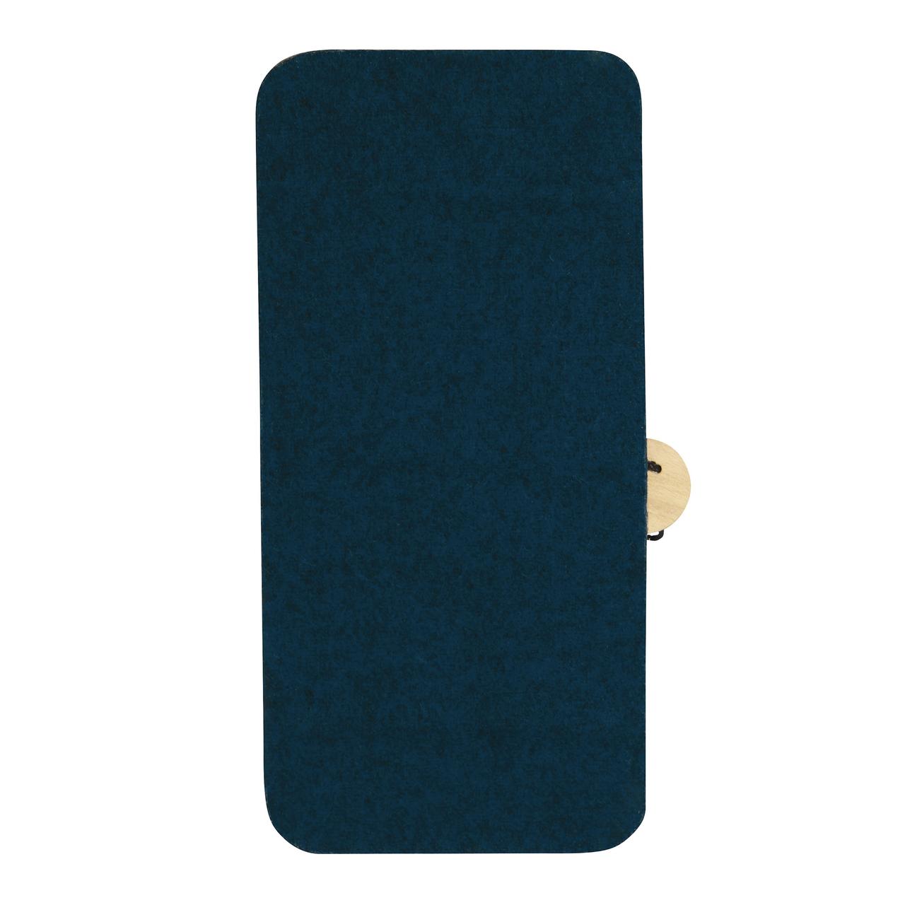 Vorderansicht Labil Stabil klappbare Hülle für das faire Smartphone FP 4, dunkles Blau, handgemacht