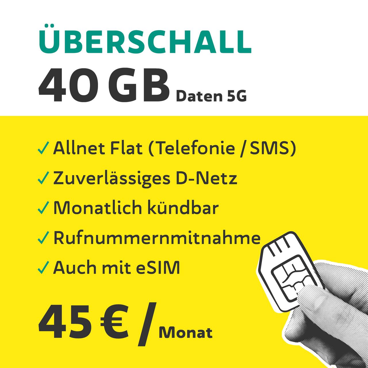 WEtell Mobilfunktarif ÜBERSCHALL + 25 € Grundgebühr geschenkt